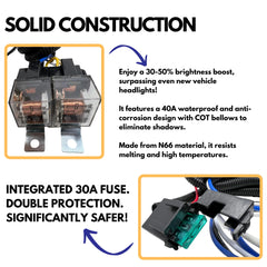 ALL STAR TRUCK PARTS 2-Headlight H4 Headlamp Light Bulb Ceramic Socket Plugs Relay Wiring Harness Kit