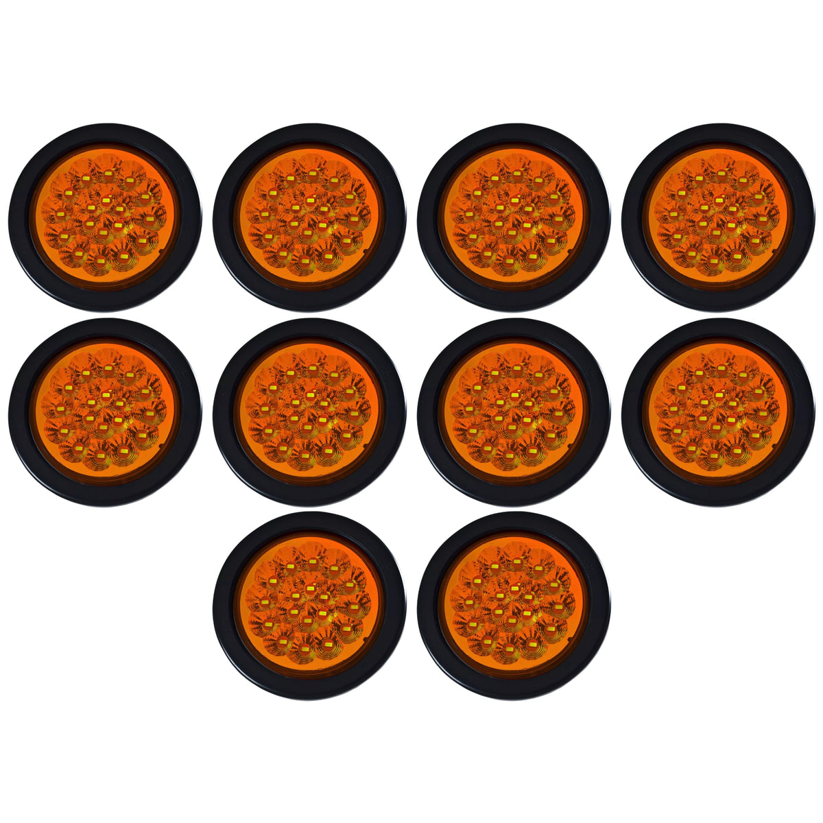 4" Round Amber/Red/White LED Trailer Tail Light 18 LED Stop Turn Signal Marker Running Lights Rubber Grommet & Direct Wiring Trucks Trailer RV Boat Dump Truck Camper IP67 Waterproof DOT Certified 12V