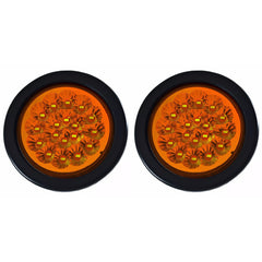 4" Round Amber/Red/White LED Trailer Tail Light 18 LED Stop Turn Signal Marker Running Lights Rubber Grommet & Direct Wiring Trucks Trailer RV Boat Dump Truck Camper IP67 Waterproof DOT Certified 12V
