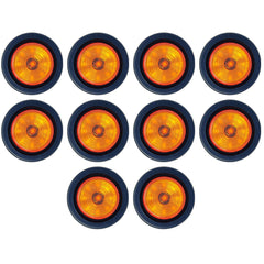 [10x Amber] 2" Round Trailer 9 LED Clearance Side Marker Lights [DOT FMVSS 108] [SAE P2] [Reflector Lens] [Grommet+Plug] [Flush-Mount] [Waterproof IP67] Marker Clearance Lights Trailer Truck