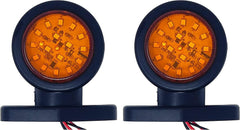 All Star Truck Parts 2pc Amber/Red 32-LED Double Face Rubber Surface Mount Short Pedestal Fender Side Marker Light Truck Trailer Flatbed Cargo Left & Right Rugged Waterproof 12V IP67 BRIGHT (3" TALL)