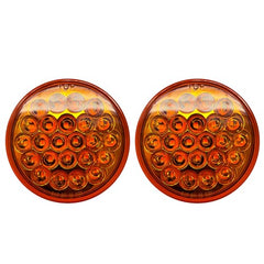 All Star Truck Parts 4" Round LED Recessed Amber Strobe Light, 24 LED DOT/SAE Approved & Marked, Waterproof, Super Bright High Powered Strobe for Towing (2PC Without Grommet)