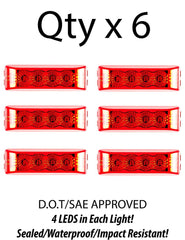 4" Inch 4 LED Rectangle Truck Semi Trailer Side Marker Clearance Light