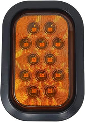 All Star Truck Parts 5x3 Amber/Red/White Rectangle 12 LED Signal Turn Tail Park Light Tow Truck Semi Trailer CM Flatbed Reading Postal Hitch Mounted RV Bus Grommet 3 Wire Pigtail Plug Kit IP67 Waterproof