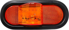2x 6" Mid Turn Signal Amber Marker Light Rubber Mount 18 LED w/Reflex Lens Universal Waterproof 6 Inch Oval Led Mid-Ship Marker and Turn Signal Semi Truck Trailer Peterbilt Kenworth Light