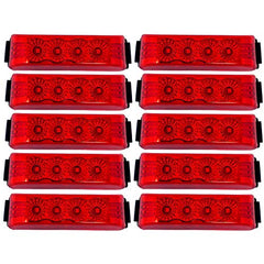 4''x1'' Thin line Led Side Marker and Clearance Lights 4 LED with Reflectors Submersible Sealed Waterproof 12V with Surface Mount Bracket for Truck, Trailer, Boats, Rectangular (Clear Lens)