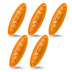 All Star Truck Parts 5pcs Amber Lens Yellow 12 LED Top Cab Marker Roof Running Lights Lamps Assembly Replacement for Freightliner Cascadia 2008-2019 Heavy Duty Truck Cab Lights, Flange Mount, 6"x2"