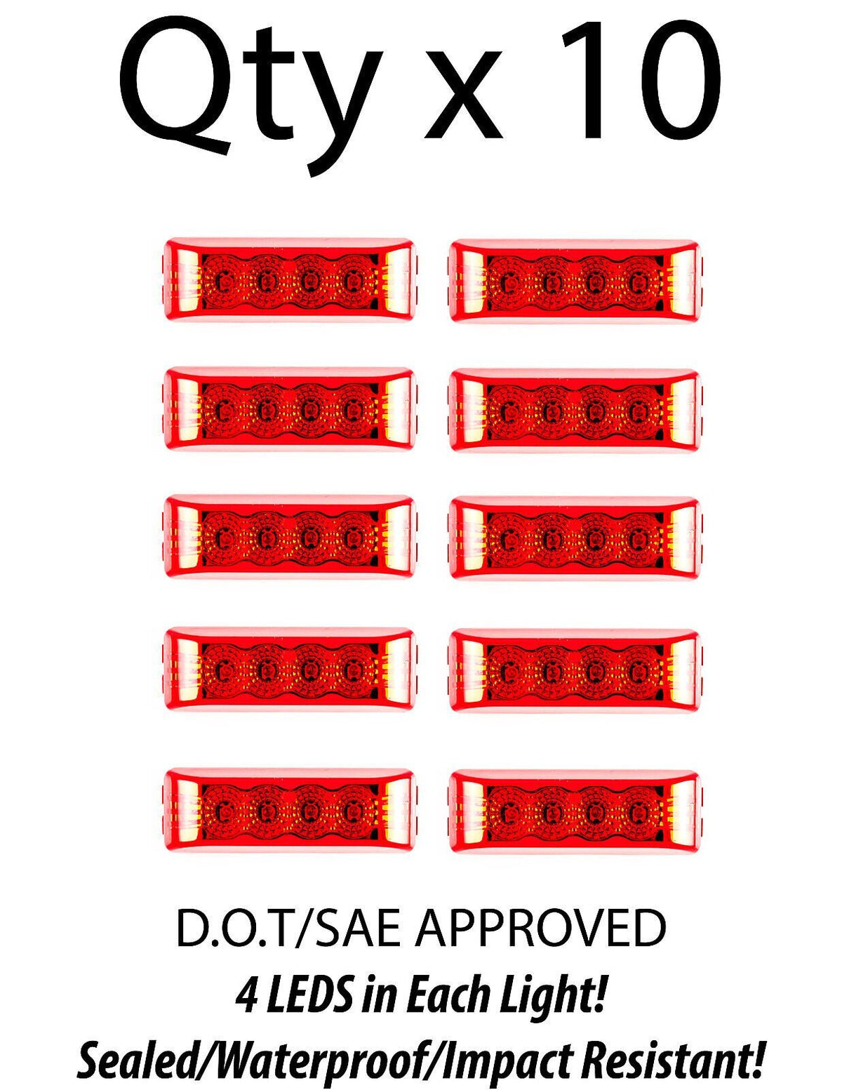 4" Inch 4 LED Rectangle Truck Semi Trailer Side Marker Clearance Light