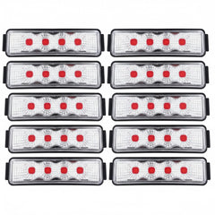 4''x1'' Thin line Led Side Marker and Clearance Lights 4 LED with Reflectors Submersible Sealed Waterproof 12V with Surface Mount Bracket for Truck, Trailer, Boats, Rectangular (Clear Lens)