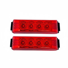 4''x1'' Thin line Led Side Marker and Clearance Lights 4 LED with Reflectors Submersible Sealed Waterproof 12V with Surface Mount Bracket for Truck, Trailer, Boats, Rectangular (Clear Lens)