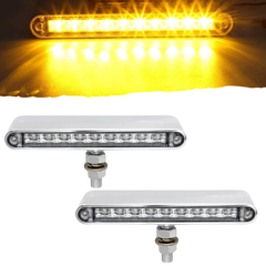 2x 7" Red/Amber LED Double Face Truck Semi Trailer Pedestal Single Stud Mount Light Bars 18 LED Waterproof Sealed 4 Function Sequential Flow Turn Signal Stop Tail Strobe Marker Clearance 10-30V