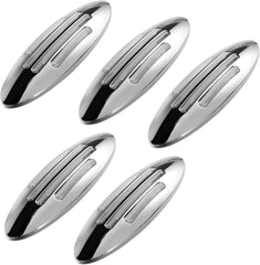 6-3/5 Inch Flatline Oval 24LED Side Marker Clearance Lights Chrome Bezel DOT Approved with Bullet Plug, Front Fender Panel Lights for Semi Trucks, Flush Surface Mount, IP67 Waterproof