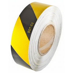 Waterproof Reflective Safety Tape Roll 1"/2" Yellow Black Striped Floor Marking Tape Hazard Caution Warning Tape Auto Truck Self-Adhesive Safety Sticker Strips for Wall Factory Trailer (2 IN x 150 FT)