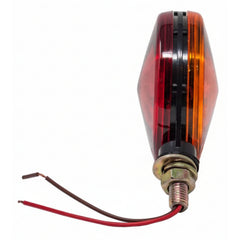 4.125" Round Double-Face, Red/Amber, Stud Mount Pedestal Fender Stop Turn Tail Light for Truck Trailer Peterbilt Freightliner Kenworth Mack Western Star