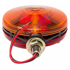4.125" Round Double-Face, Red/Amber, Stud Mount Pedestal Fender Stop Turn Tail Light for Truck Trailer Peterbilt Freightliner Kenworth Mack Western Star