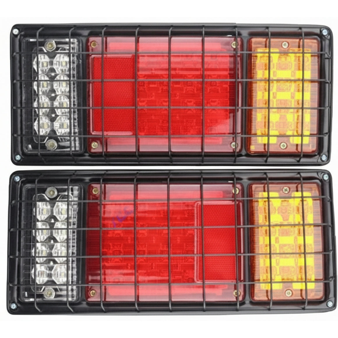 2Pcs LED Truck Trailer Tail Lights Bar Kit 40 LED Waterproof Tail Turn Signal Brake Light Running Reverse Light with Iron Net Protection 5 Wires 10V-30V for Truck Boat Trailer UTV RV Camper