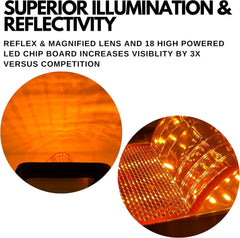2x 6" Mid Turn Signal Amber Marker Light Rubber Mount 18 LED w/Reflex Lens Universal Waterproof 6 Inch Oval Led Mid-Ship Marker and Turn Signal Semi Truck Trailer Peterbilt Kenworth Light