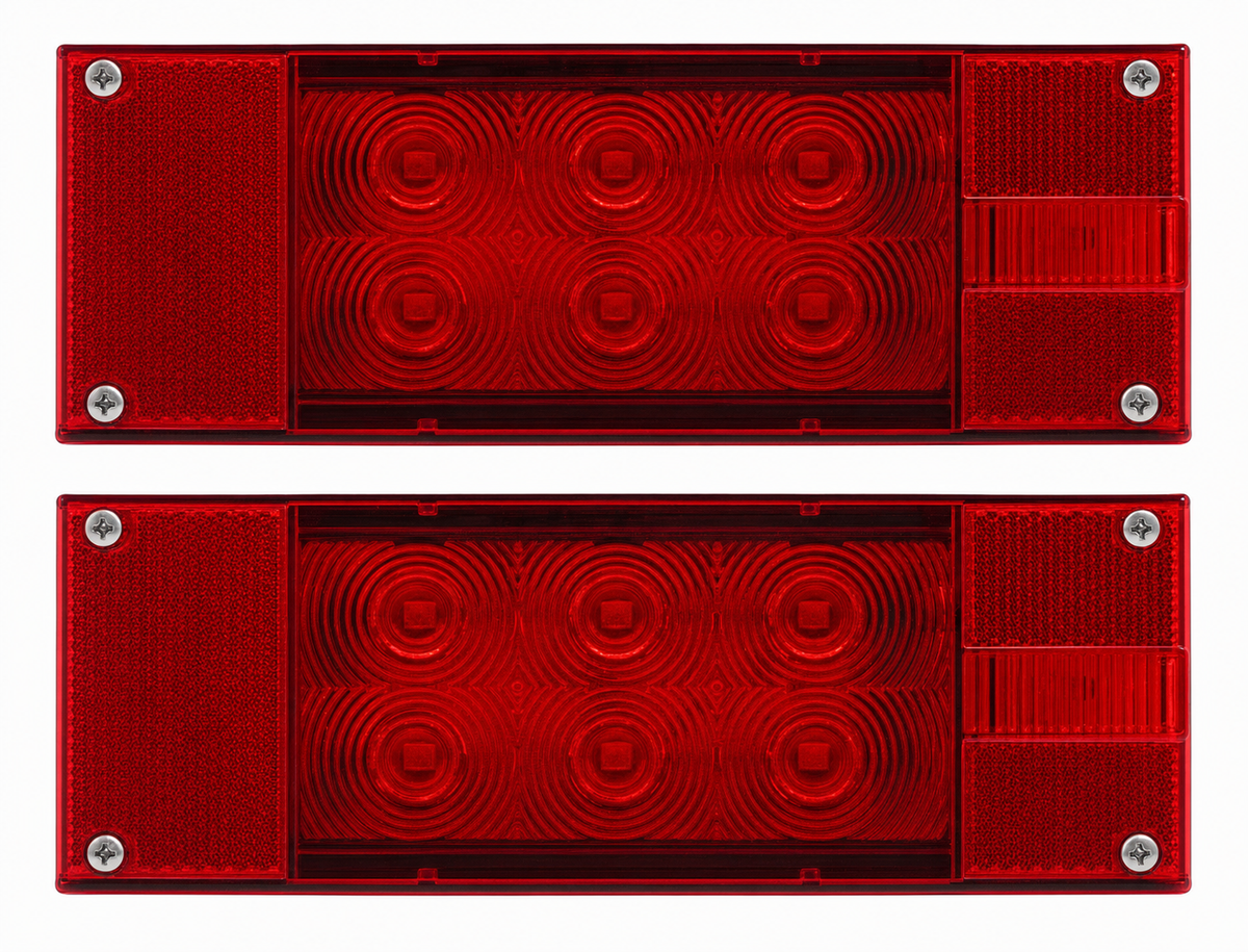 2PC (Left and Right) 12V 12 LED Low Profile Submersible Rectangle Trailer Lights Sealed PREMIUM Waterproof Boat Trailer Stop Turn Tail License Plate Brake Running Light