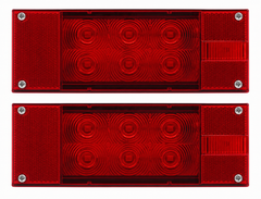 2PC (Left and Right) 12V 12 LED Low Profile Submersible Rectangle Trailer Lights Sealed PREMIUM Waterproof Boat Trailer Stop Turn Tail License Plate Brake Running Light