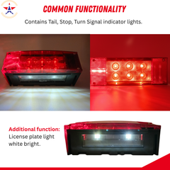 2PC (Left and Right) 12V 12 LED Low Profile Submersible Rectangle Trailer Lights Sealed PREMIUM Waterproof Boat Trailer Stop Turn Tail License Plate Brake Running Light