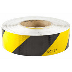 Waterproof Reflective Safety Tape Roll 1"/2" Yellow Black Striped Floor Marking Tape Hazard Caution Warning Tape Auto Truck Self-Adhesive Safety Sticker Strips for Wall Factory Trailer
