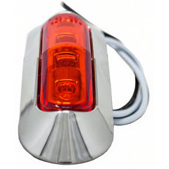 3.7" Oval Bar Style LED Lights Chrome Side/Rear Marker Clearance Truck Trailer Boat CAB RV Amber/Red Lens [4 LEDs] [Chrome Bezel] [IP 67 Submersible Waterproof]
