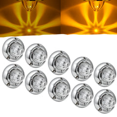 All Star Truck Parts 1.5 inch Mini Amber/Red Clear/Coloured Glass Lens Watermelon Lights LED Marker Clearance Light Turn Signal for Semi Truck Trailer, Compatible with Freightliner Kenworth Peterbilt