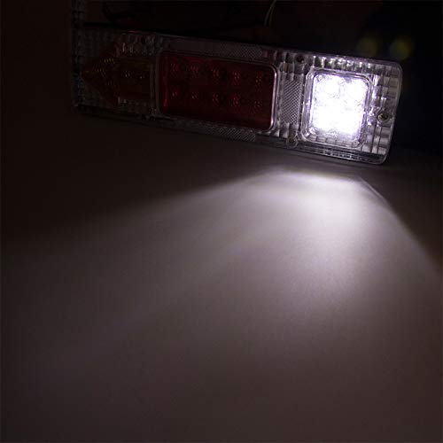 19 LED Red Amber White [CLEAR LENS] Integrated Trailer Tail Lights Bar 12V Turn Signal Running Lamp for Trailer UTV UTE RV ATV Box Truck Left and Right (2 Pack)
