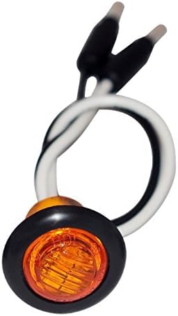 3/4" inch Amber/Red/White 3 LED Side Marker Clearance Light with Plug Black Ring Sealed Mini Round 3/4" Indicators Grill Lights Truck Trailer Car Bus Pickup Van Caravan Boat 12V