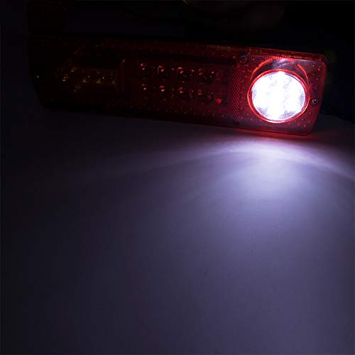[2ND GENERATION ULTRA BRIGHT] 23 LED Red Amber White Integrated Trailer Tail Lights Bar 12V Turn Signal Running Lamp for Trailer UTV UTE RV ATV Box Truck Left and Right (2 Pack)