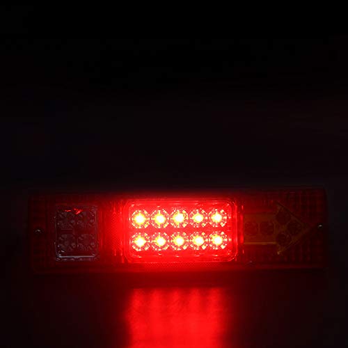 19 LED Red Amber White Integrated Trailer Tail Lights Bar 12V Turn Signal Running Lamp for Trailer UTV UTE RV ATV Box Truck Left and Right (2 Pack)