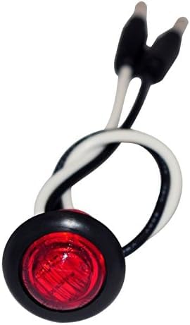 3/4" inch Red 3 LED Side Marker Clearance Light with Plug Black Ring Sealed Mini Round 3/4" Indicators Grill Lights Truck Trailer Car Bus Pickup Van Caravan Boat 12V- Qty 5