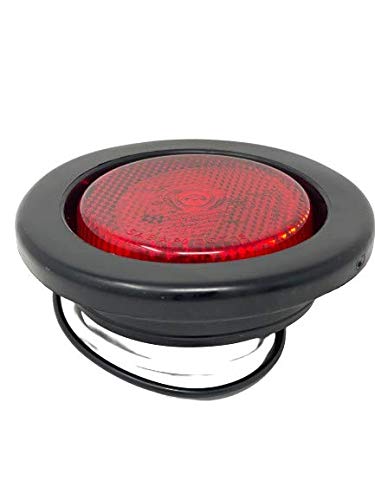 2.5" Red/Amber 4 Led Round Side Marker Clearance Lights Grommet Flush Mount, Sealed Truck Trailer with Reflex Lens, IP67 Waterproof- Super Bright DOT SAE P2 FMVSS 180