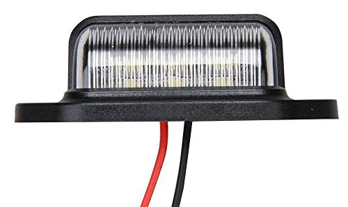 2pc Trailer 6 LED License Plate Lights [DOT FMVSS 108] [SAE L] [Chrome/Black] [Surface Mount] [Waterproof] [12V DC] Courtesy Step License Plate Tag Light for UTV ATV Trailer Truck RV Boat [2.6"x1.3"]