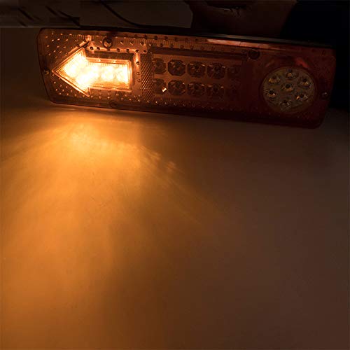[2ND GENERATION ULTRA BRIGHT] 23 LED Red Amber White Integrated Trailer Tail Lights Bar 12V Turn Signal Running Lamp for Trailer UTV UTE RV ATV Box Truck Left and Right (2 Pack)