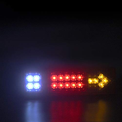 19 LED Red Amber White Integrated Trailer Tail Lights Bar 12V Turn Signal Running Lamp for Trailer UTV UTE RV ATV Box Truck Left and Right (2 Pack)