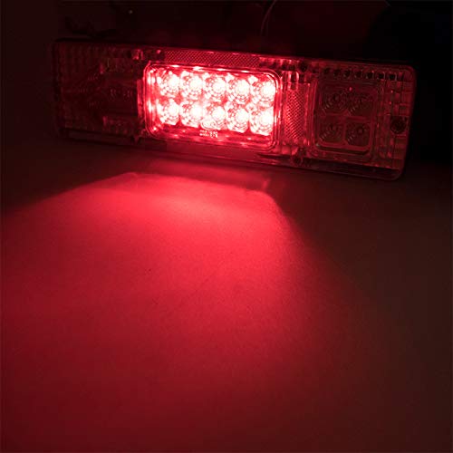 19 LED Red Amber White [CLEAR LENS] Integrated Trailer Tail Lights Bar 12V Turn Signal Running Lamp for Trailer UTV UTE RV ATV Box Truck Left and Right (2 Pack)