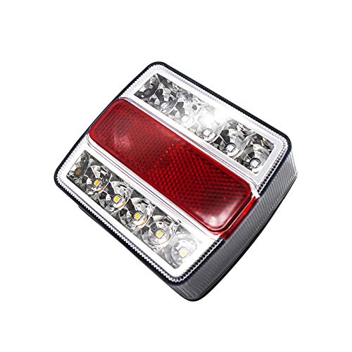 Stud Mounted 15 LED Trailer Towing Light Set Red/Amber (Stop Turn Tail) & White (License Plate), IP68 Waterproof, DOT Approved, Clear Lens, Left and Right Side Lights
