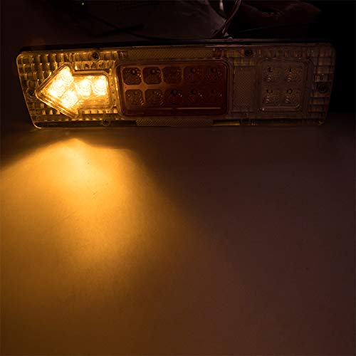 19 LED Red Amber White [CLEAR LENS] Integrated Trailer Tail Lights Bar 12V Turn Signal Running Lamp for Trailer UTV UTE RV ATV Box Truck Left and Right (2 Pack)