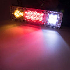 19 LED Red Amber White [CLEAR LENS] Integrated Trailer Tail Lights Bar 12V Turn Signal Running Lamp for Trailer UTV UTE RV ATV Box Truck Left and Right (2 Pack)