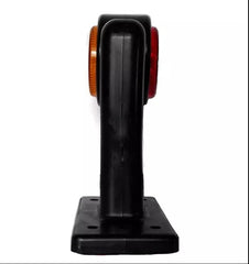 2pc Amber/Red 32-LED Double Face Rubber Surface Mount Pedestal Fender Side Marker Light Truck Trailer Flatbed Cargo Utility- Left and Right Angled Rugged IP67 Waterproof