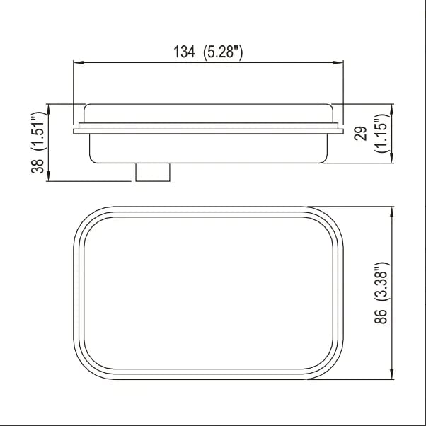 5x3 Red/White Rectangle Light 12 LED Stop/Turn/Tail Backup/Reverse Tow Truck Semi Trailer CM Flatbed Reading Postal Hitch Mounted RV Bus Grommet 3 Wire Pigtail Plug Kit 12V IP67