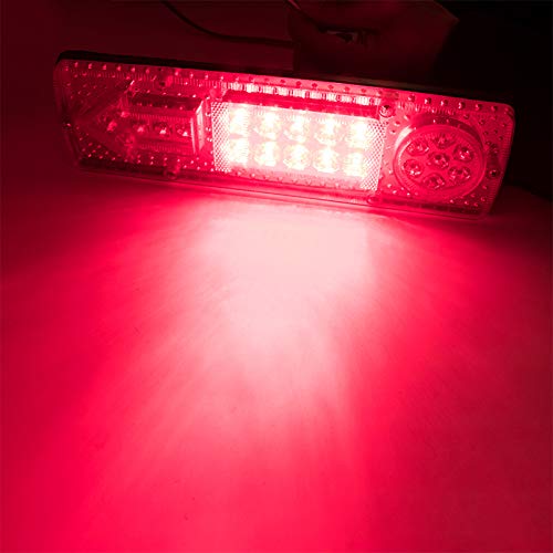 [2ND GENERATION ULTRA BRIGHT] 23 LED Red Amber White Integrated Trailer Tail Lights Bar 12V Turn Signal Running Lamp for Trailer UTV UTE RV ATV Box Truck Left and Right (2 Pack)