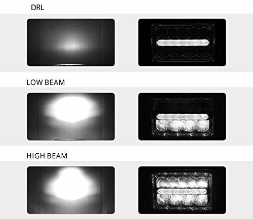 4X6 INCH Rectangular Sealed Beam LED Headlights CREE Chips Hi/Lo Beam w/DRL Replace for H4651 H4652 H4656 H4666 H4668 H6546 Truck Peterbilt FREIGHTLINER Western Star Ford Mustang Chevy Camaro