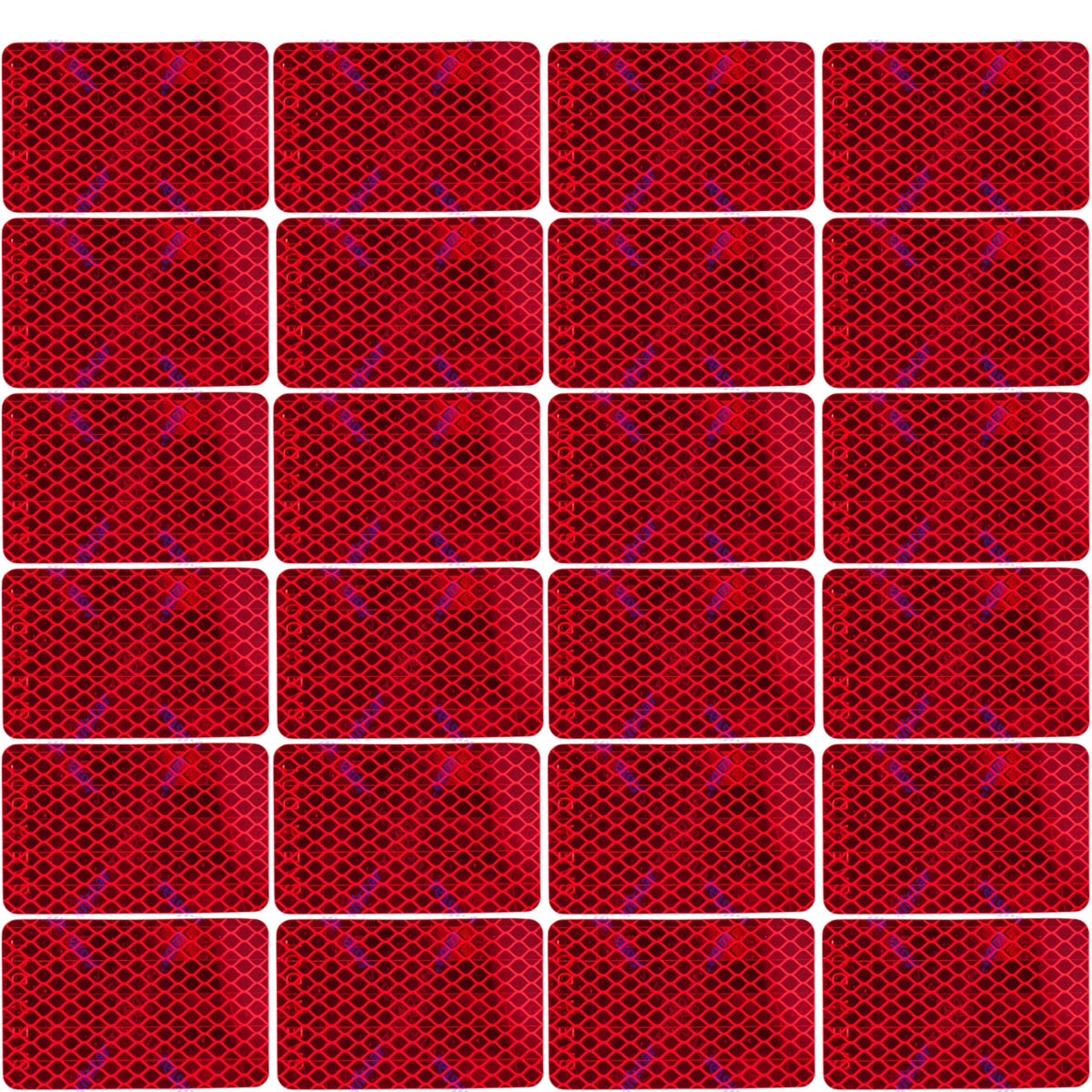 Amber/Red/White 2x3 Rectangle High Visibility Reflective Stick-On Prism Reflector DOT-SAE Strong Weatherproof Trailer Camper RV Flatbed Fender Property Boat Marine Mailbox Sign