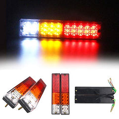 20 LED Trailer Tail Lights Bar Waterproof, DC12V Turn Signal and Parking Reverse Brake Running Lamp for Car Truck Red Amber White (2 Pack)