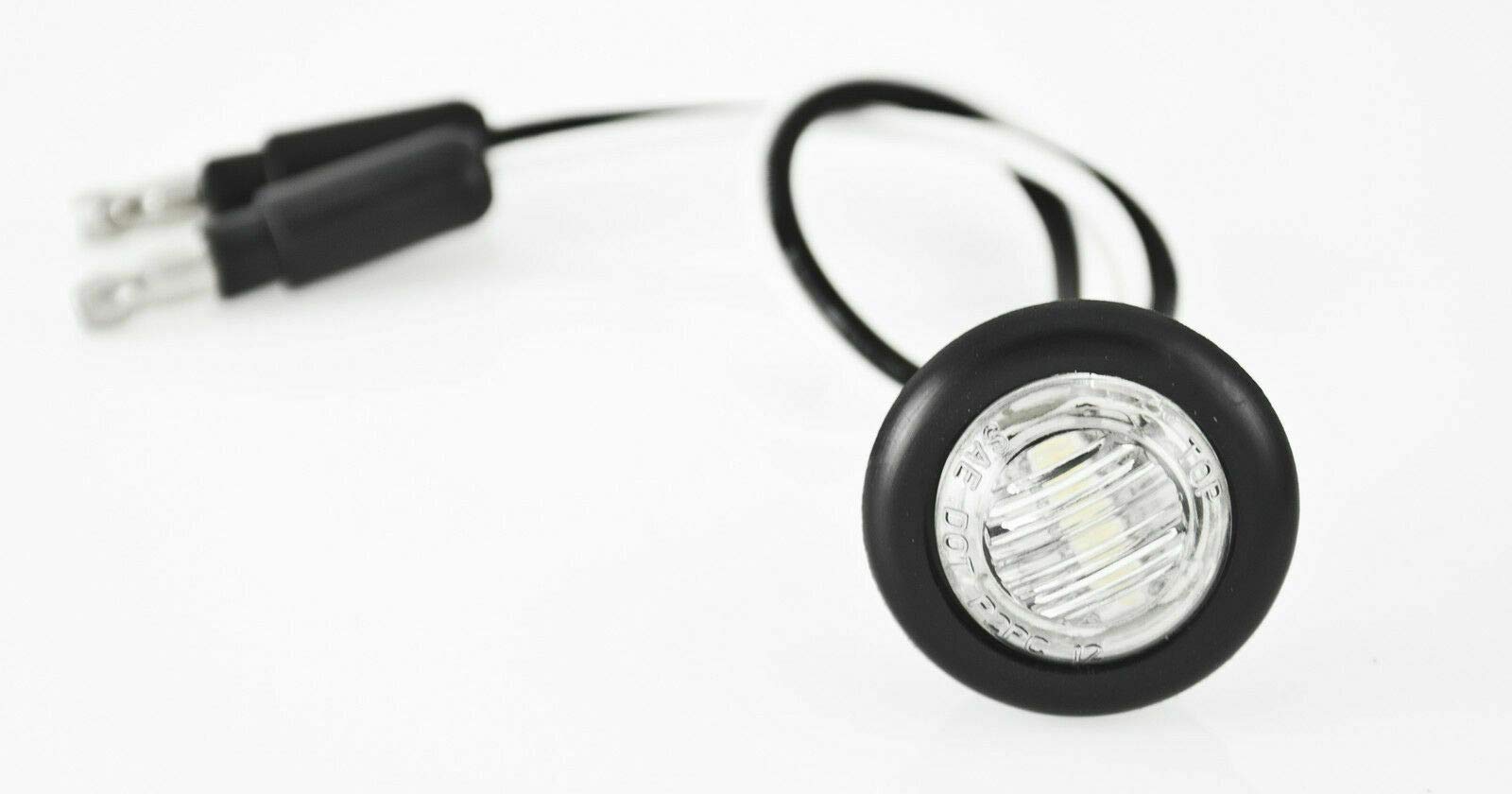 3/4" inch Amber/Red/White 3 LED Side Marker Clearance Light with Plug Black Ring Sealed Mini Round 3/4" Indicators Grill Lights Truck Trailer Car Bus Pickup Van Caravan Boat 12V