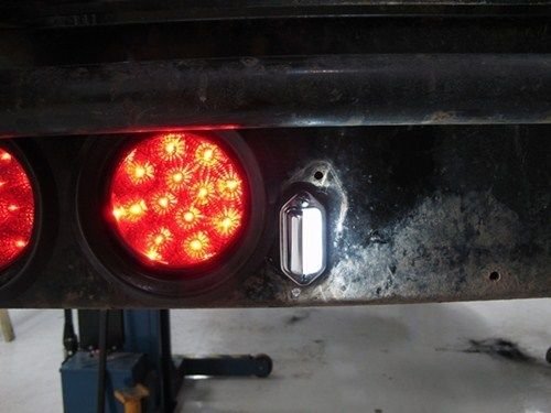 2pc Trailer 6 LED License Plate Lights [DOT FMVSS 108] [SAE L] [Chrome/Black] [Surface Mount] [Waterproof] [12V DC] Courtesy Step License Plate Tag Light for UTV ATV Trailer Truck RV Boat [2.6"x1.3"]