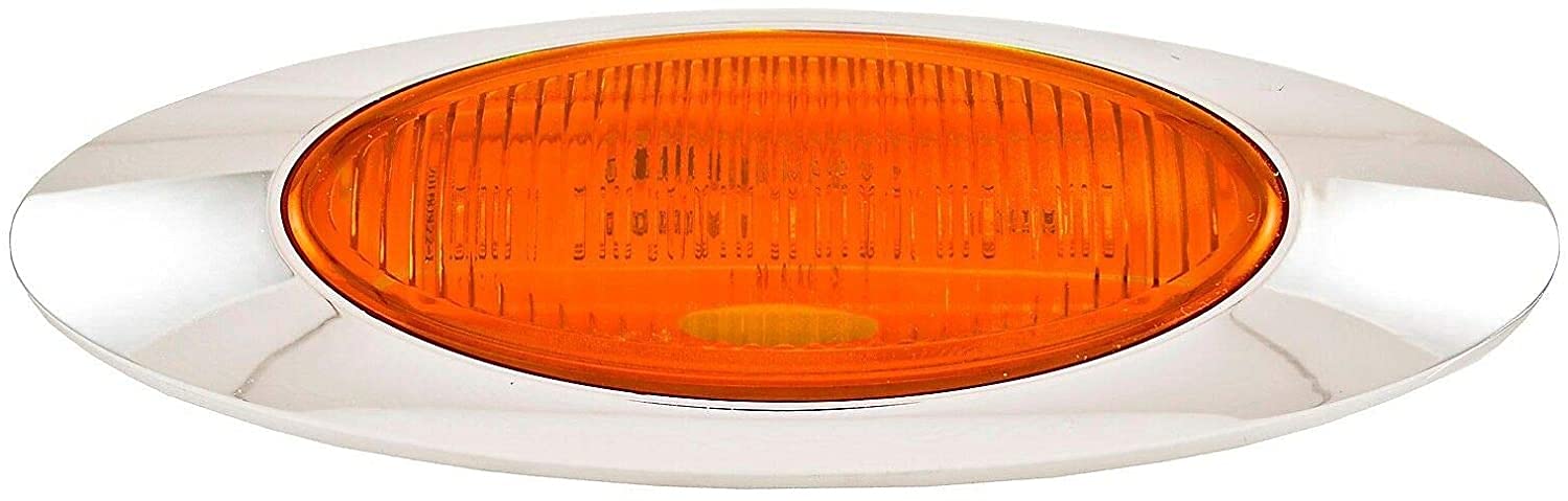 10Pcs 6-5/8" Red/Amber Led Side Marker Lights 6LED Chrome Surface Mount with Bullet Plugs Waterproof Peterbilt Kenworth Freightliner Led Cab Panel Marker Lights Lites Sealed 12V