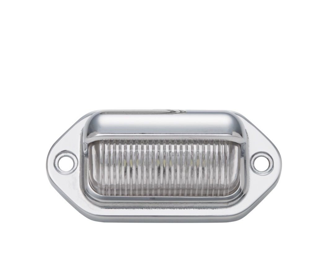 2pc Trailer 6 LED License Plate Lights [DOT FMVSS 108] [SAE L] [Chrome/Black] [Surface Mount] [Waterproof] [12V DC] Courtesy Step License Plate Tag Light for UTV ATV Trailer Truck RV Boat [2.6"x1.3"]